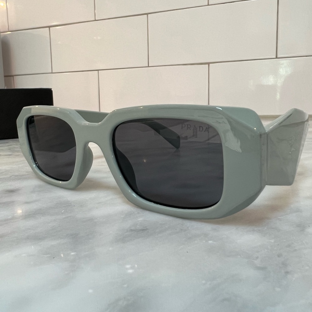 Prada Symbole Sunglasses Rectangular Geometric Aqua